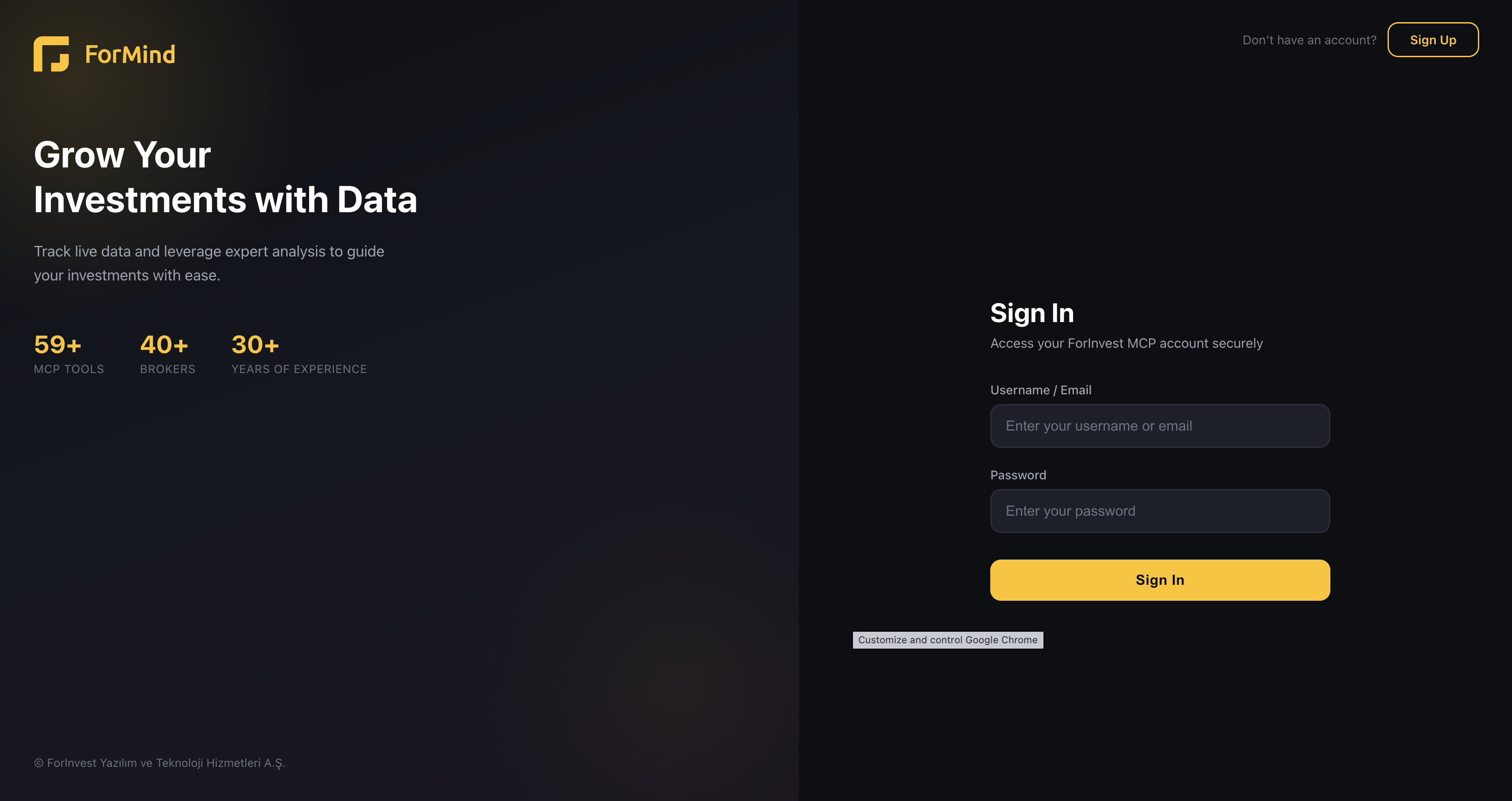 Claude Desktop — Sign in with ForInvest credentials